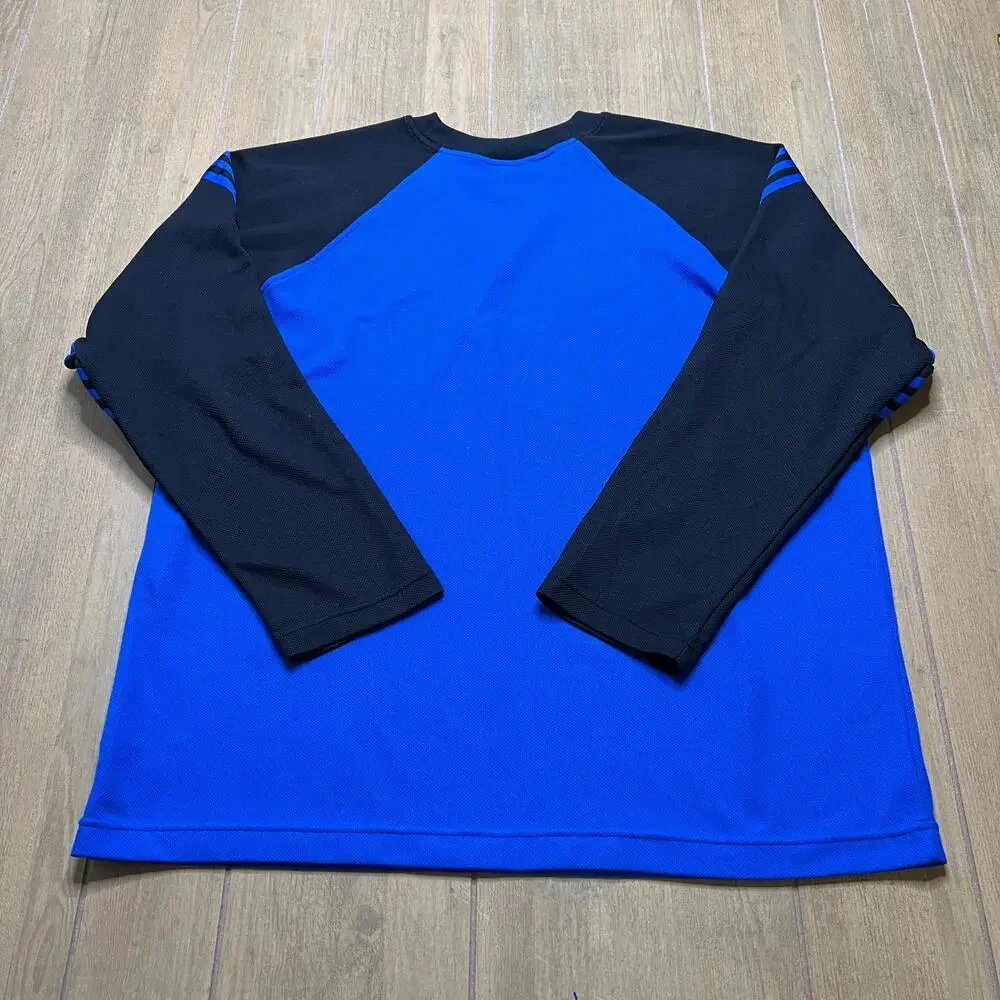 Vintage Adidas Mens‎ Active Y2K T Shirt Long Sleeve Blue/Black Sz XL
